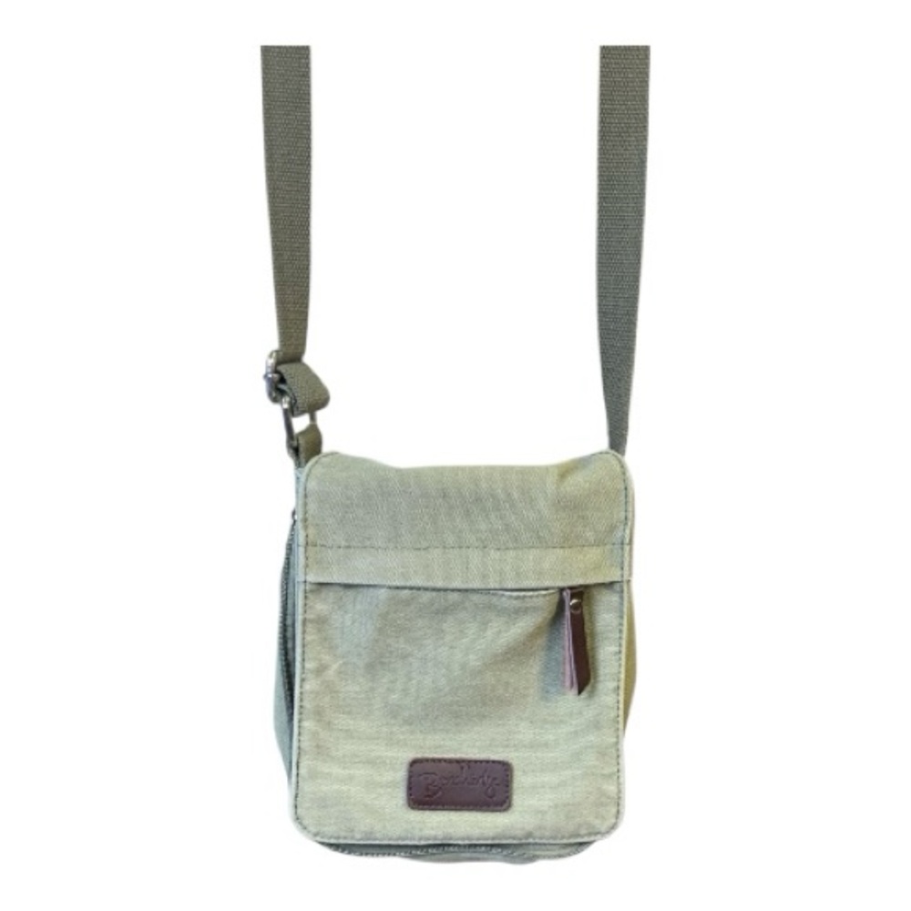 Berchirly Unisex Canvas Faux Leather Crossbody Bag Olive Army Green Shoulder Bag